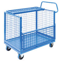 Mesh Cage Trolley with Drop Down Gate & Lockable Lid