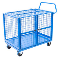 Mesh Cage Trolley with Lockable Double Swing Mesh Doors & Lockable Lid