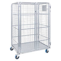 Heavy Duty 3-Sided Mesh Cage Trolley (with Doors & Roof)
