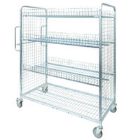 Cage Trolley with 3 Tray Mesh Shelves
