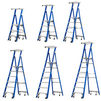 Fibreglass Industrial Platform Ladders (with wheels)