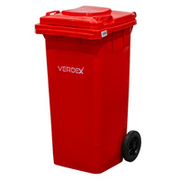 Plastic Wheelie Bin 120 Litre- Red (480x550x940mm - WxDxH)