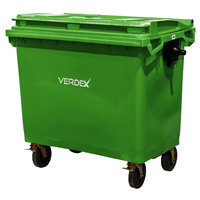 Large Plastic Wheelie Bin  -  Flat Lid 660L (Green)