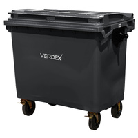 Large Plastic Wheelie Bin  -  Flat Lid 660L (Dark Grey)