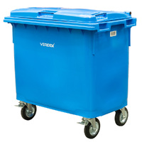 Large Plastic Wheelie Bin  -  Flat Lid 660L (Blue)