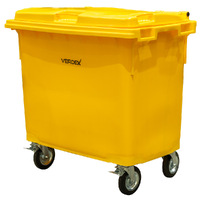 Large Plastic Wheelie Bin  -  Flat Lid 660L (Yellow)
