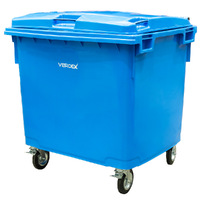 Large Plastic Wheelie Bin  - Flat Lid 1100L (Blue)