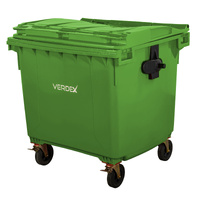 Large Plastic Wheelie Bin  - Flat Lid 1100L (Green)