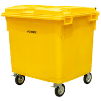 Large Plastic Wheelie Bin  - Flat Lid 1100L (Yellow)