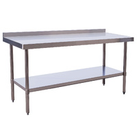Stainless Steel Bench with splashback 1800x600x900mm (WxDxH)