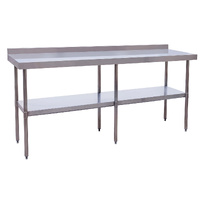 Stainless Steel Bench with splashback 2100x600x900mm (WxDxH)