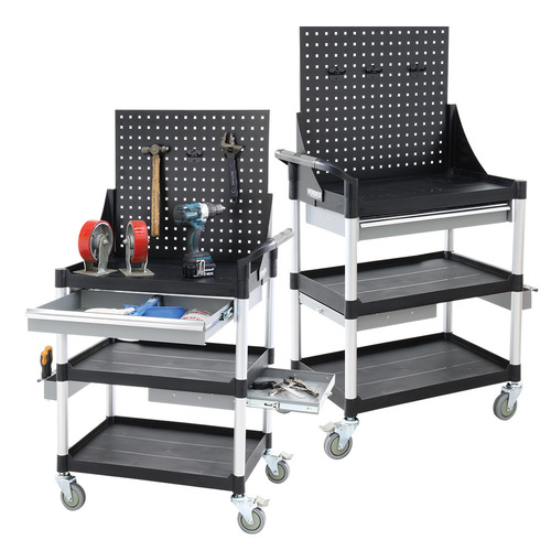Triple Deck Tool Cart (With Tool Board & Drawer)