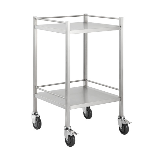 Single Stainless Steel Instrument Trolley (with Rails & No Drawer)